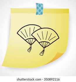 Chinese New Year; Folding fan with Chinese blessing words " Happy New Year." doodle