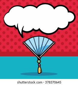Chinese New Year Folding fan doodle, speech bubble