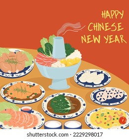 chinese new year food vector illustration