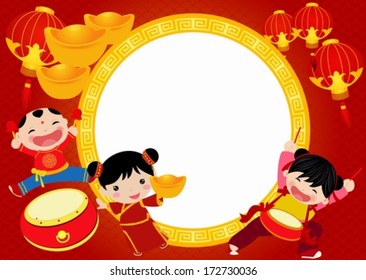 Chinese new year fortune girl and boy vector