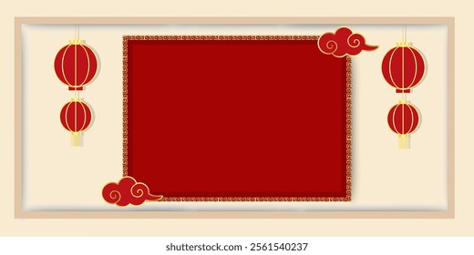 Chinese new year frame 2025, blank border for chines new year