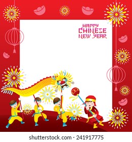 Chinese New Year Frame with Dragon Dancing
