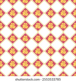 Chinese New Year Fu Character Seamless Pattern. Translation : Fu Character Mean Good Fortune in Chinese. Perfect for New Year decorations and culturally inspired projects.