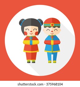 Chinese New Year girl and boy flat icon