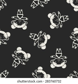 Chinese New Year; Chinese New Year girl doodle seamless pattern background