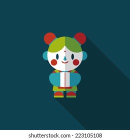 Chinese New Year girl flat icon with long shadow,eps10
