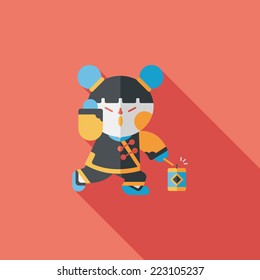 Chinese New Year girl flat icon with long shadow,eps10