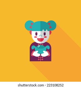 Chinese New Year girl flat icon with long shadow,eps10