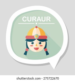 Chinese New Year girl flat icon with long shadow,eps10
