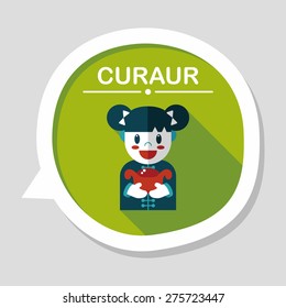 Chinese New Year girl flat icon with long shadow,eps10