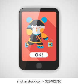 Chinese New Year girl flat icon with long shadow,eps10