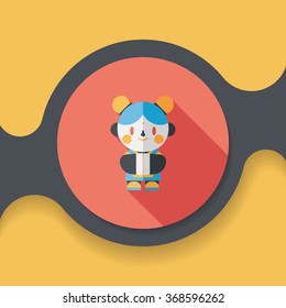 Chinese New Year girl flat icon with long shadow,eps10