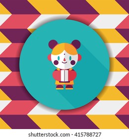 Chinese New Year girl flat icon with long shadow,eps10