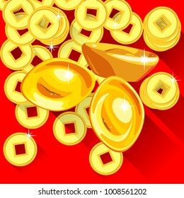 chinese new year gold and coins vector