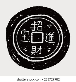 Chinese New Year; Gold ingot means " wish good luck and fortune come." doodle