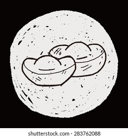 Chinese New Year; Gold ingot means " wish good luck and fortune come." doodle