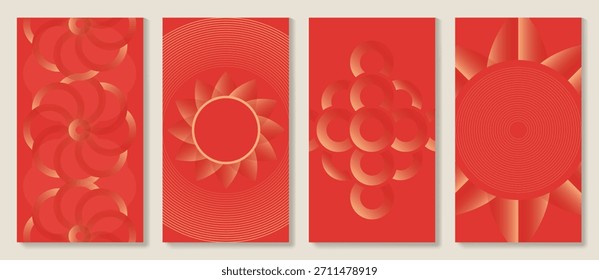 Ilustración vectorial de patrón de oro del año Nuevo chino con motivos abstractos. Diseño para 2026 Año del Caballo y temas festivos.