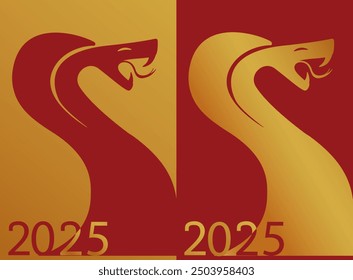 Chinese new year the gold and red snake zodiac sign on red and gold background. A vector illustration of Year of Snake.