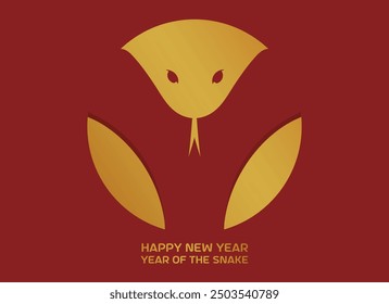 Chinese new year the gold snake zodiac sign on red background. A vector illustration of Year of Snake.