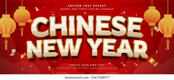 Chinese new year gold text effect, celebration vector graphic style