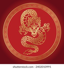 Fondo del Dragón Rojo del Año Nuevo Chino Gong Xi Fat Cai