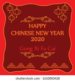 Chinese New Year Greeting 2020 Background Poster Template