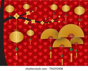 Chinese new year greeting background., vector illustration