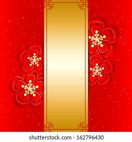 Chinese New Year Greeting Card with Cherry Blossom