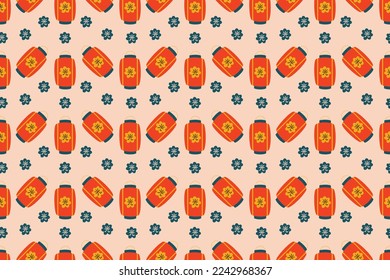 Chinese new year greeting card, invitation with hanging red lanterns. Asian party decoration. Design concept for new year, mid autumn card, poster, and cloth design. Vector illustration