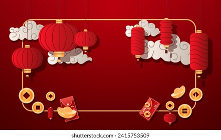 chinese new year greeting card asian flyer invitation poster horizontal