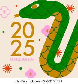 Chinese new year greeting card template. Year of the green snake. Lunar new year. Symbol of the year