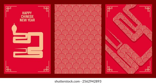 chinese new year greeting card design. snake theme 2025