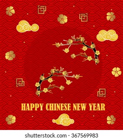 Chinese New Year Greeting Card. Vector Illustration.