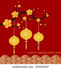 Chinese New Year Greeting Card. Vector Illustration.