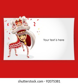 Chinese New Year Greeting Card Lion Dance