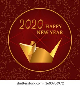 Chinese New Year greeting cat with origami rat