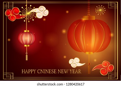 Chinese New Year greeting design template in oriental style. 
Happy Chinese New year of the pig. Greeting for card, flyers, invitation, posters, brochure, banners.
