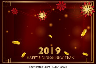 Chinese New Year greeting design template in oriental style. 
Happy Chinese New year of the pig. Greeting for card, flyers, invitation, posters, brochure, banners.