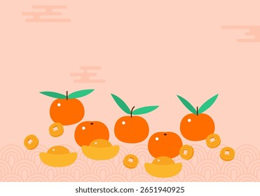 Chinese New Year greeting design template with chinese festive symbols in oriental style. Chinese New Year