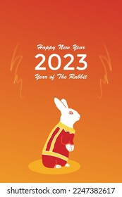 Chinese new year greeting, lunar new year illustration. 2023 year of rabbit.