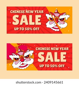 chinese new year horizontal sale banners set