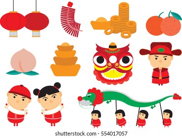 chinese new year icon and cartoon