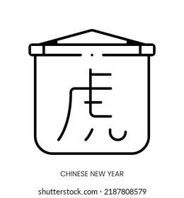 chinese new year icon. Linear style sign isolated on white background. Vector illustration