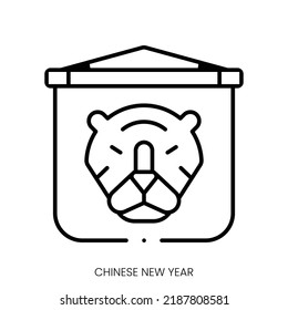 chinese new year icon. Linear style sign isolated on white background. Vector illustration