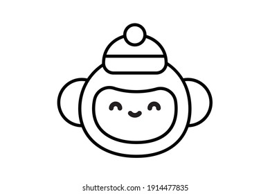 Chinese New Year Icon Monkey Outline