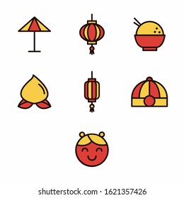 chinese new year icon pack on white background
