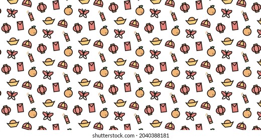 Fondo del patrón de icono chino de año nuevo para sitio web o papel de envoltura (versión del icono de color)