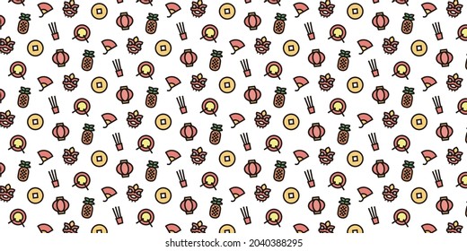 Chinese new year icon pattern background for website or wrapping paper (Color icon version)