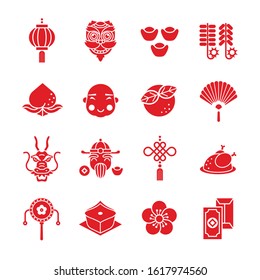 Chinese Traditional Symbols Icons Set Lantern Stock Vector (Royalty ...