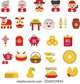 Chinese new year icon set Royalty